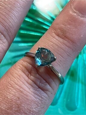 Chuck Clemency STS Sterling Silver 925 Trillion Cut Blue Topaz Size 5.5 Ring